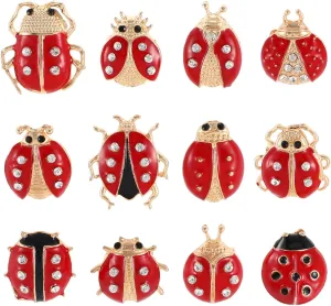 12Pcs Ladybug Brooche Pin Rhinestone Ladybug Breast Pin Brooch Ladybug Corsage Clothing Jewelry Accessories for Woman Womens Accessories