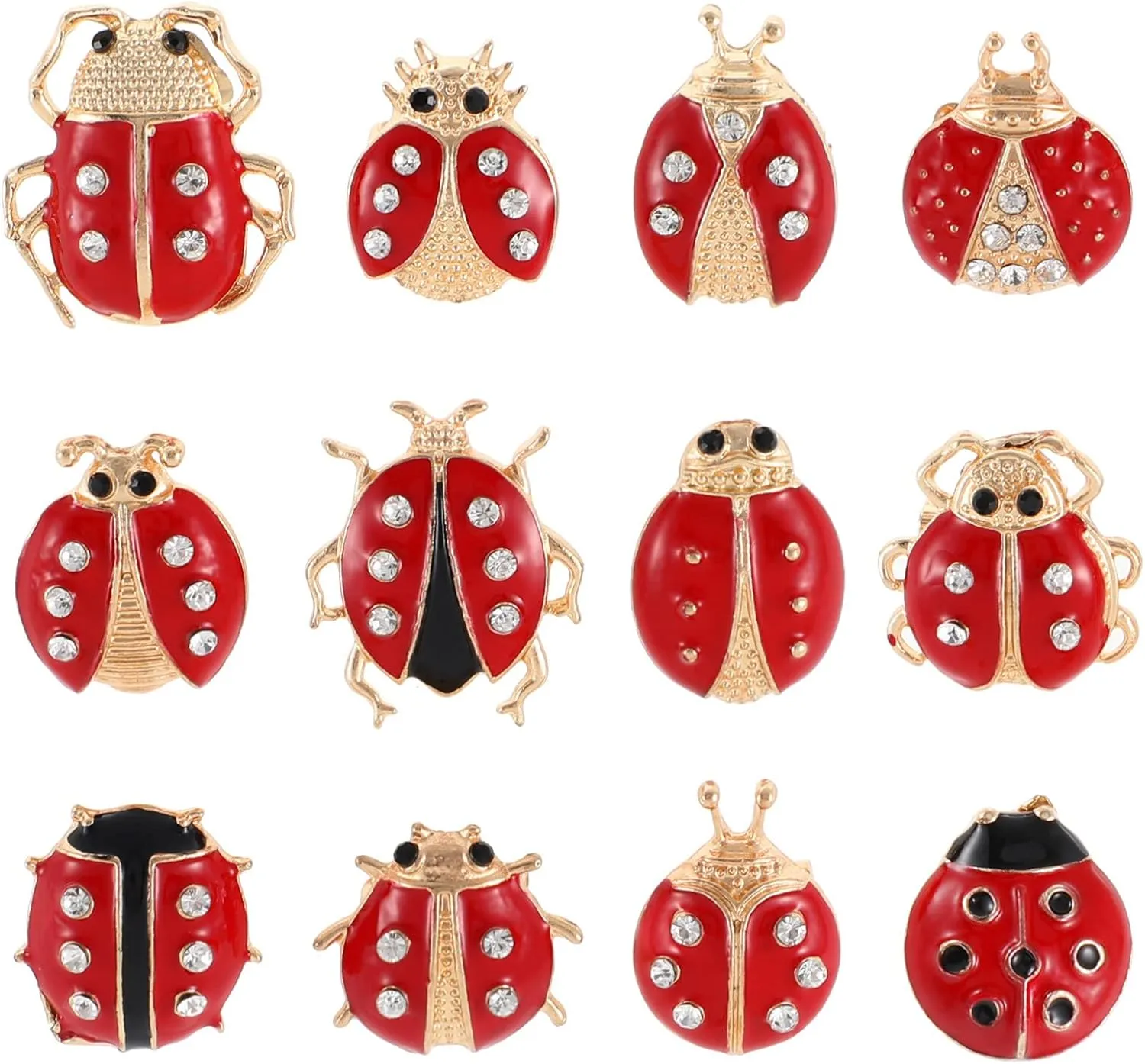 12Pcs Ladybug Brooche Pin Rhinestone Ladybug Breast Pin Brooch Ladybug Corsage Clothing Jewelry Accessories for Woman Womens Accessories