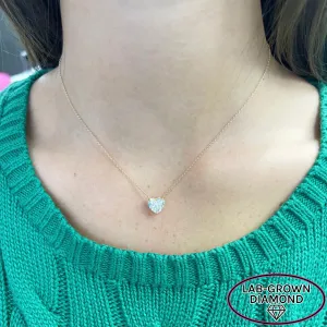 14K GOLD 2.00 CT LAB GROWN DIAMOND HEART NECKLACE