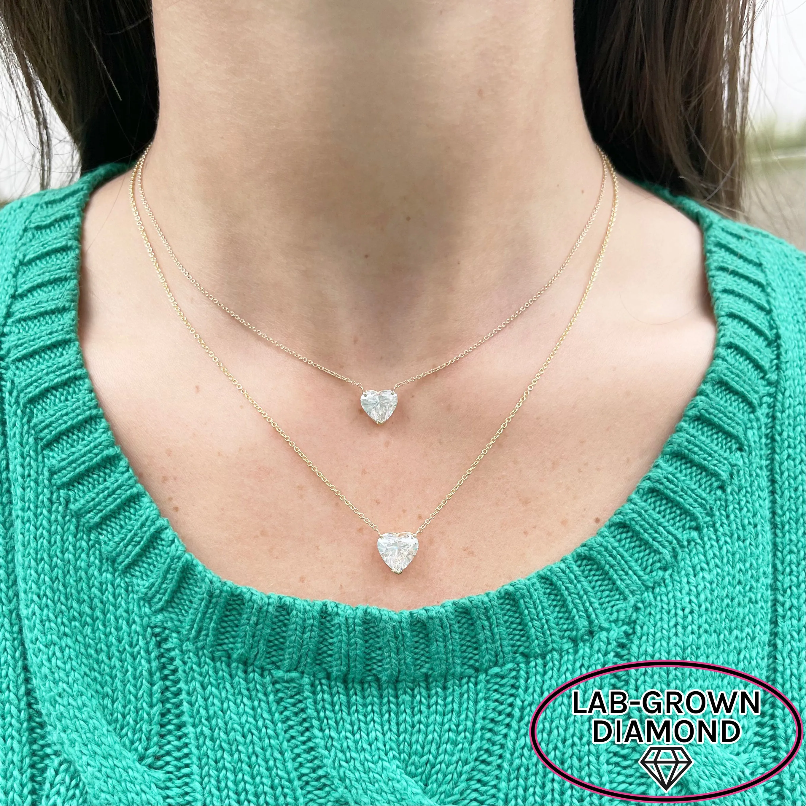 14K GOLD 2.00 CT LAB GROWN DIAMOND HEART NECKLACE