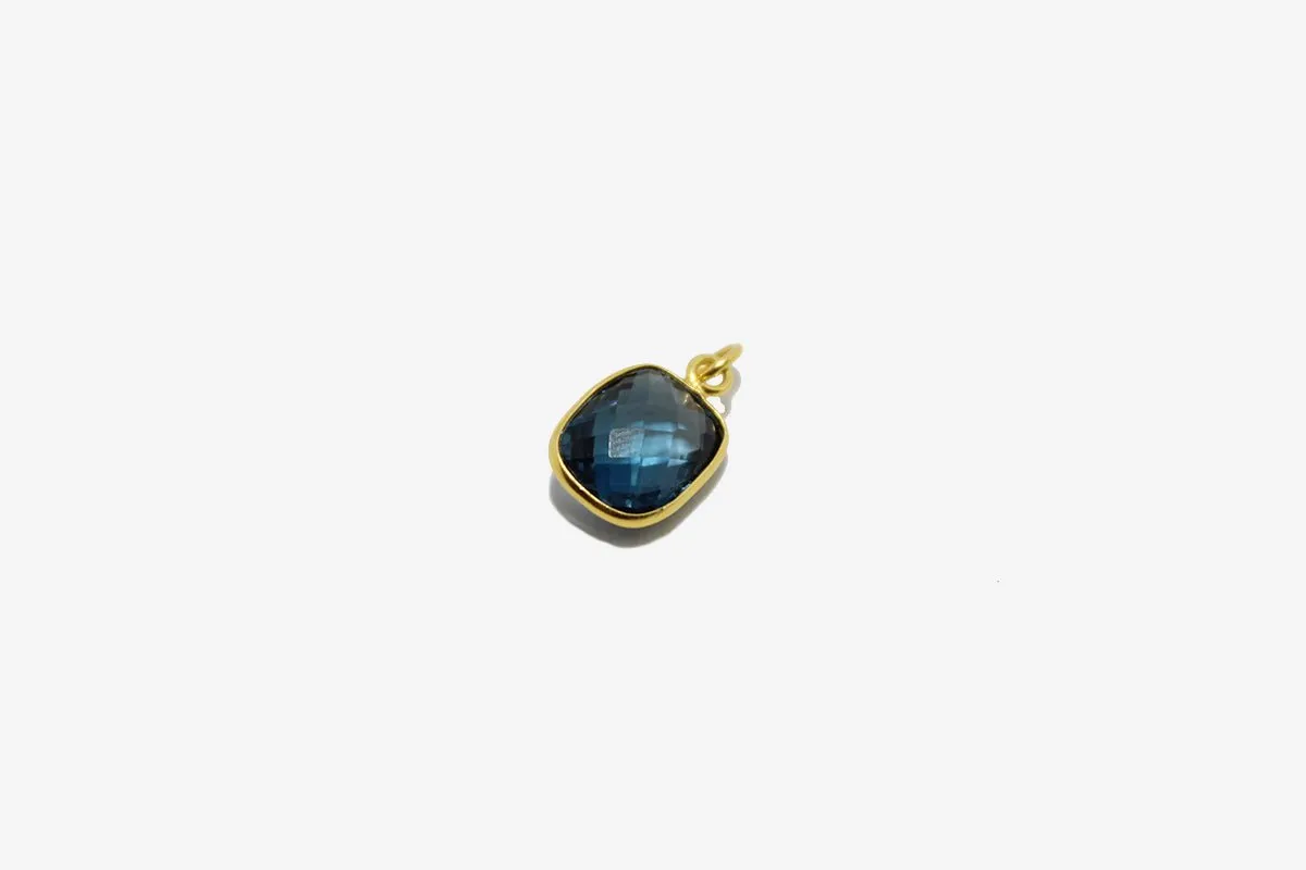 18k Gold Blue Topaz Charm