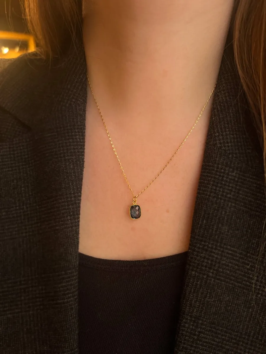 18k Gold Blue Topaz Charm
