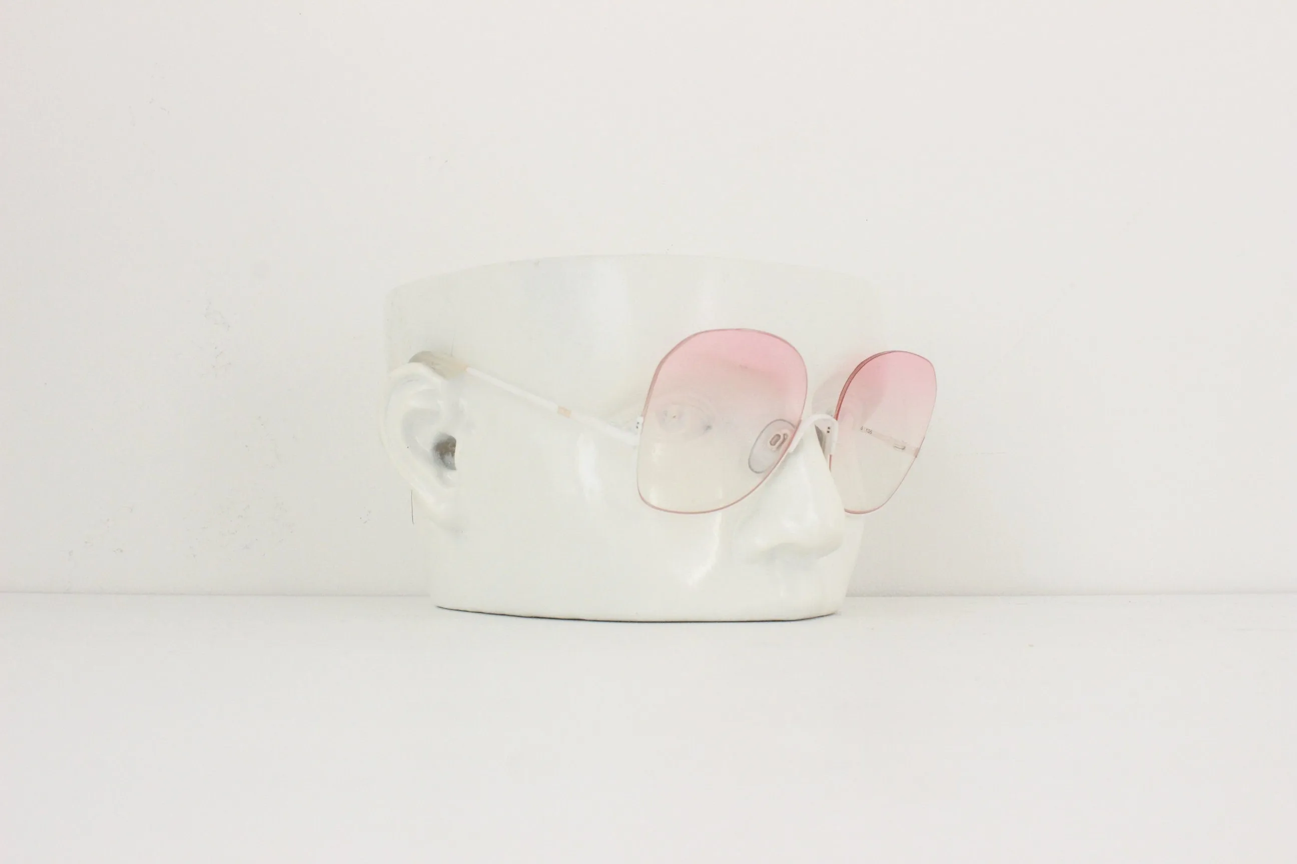 1970s European Pink Lens Half-Frame Sunglasses
