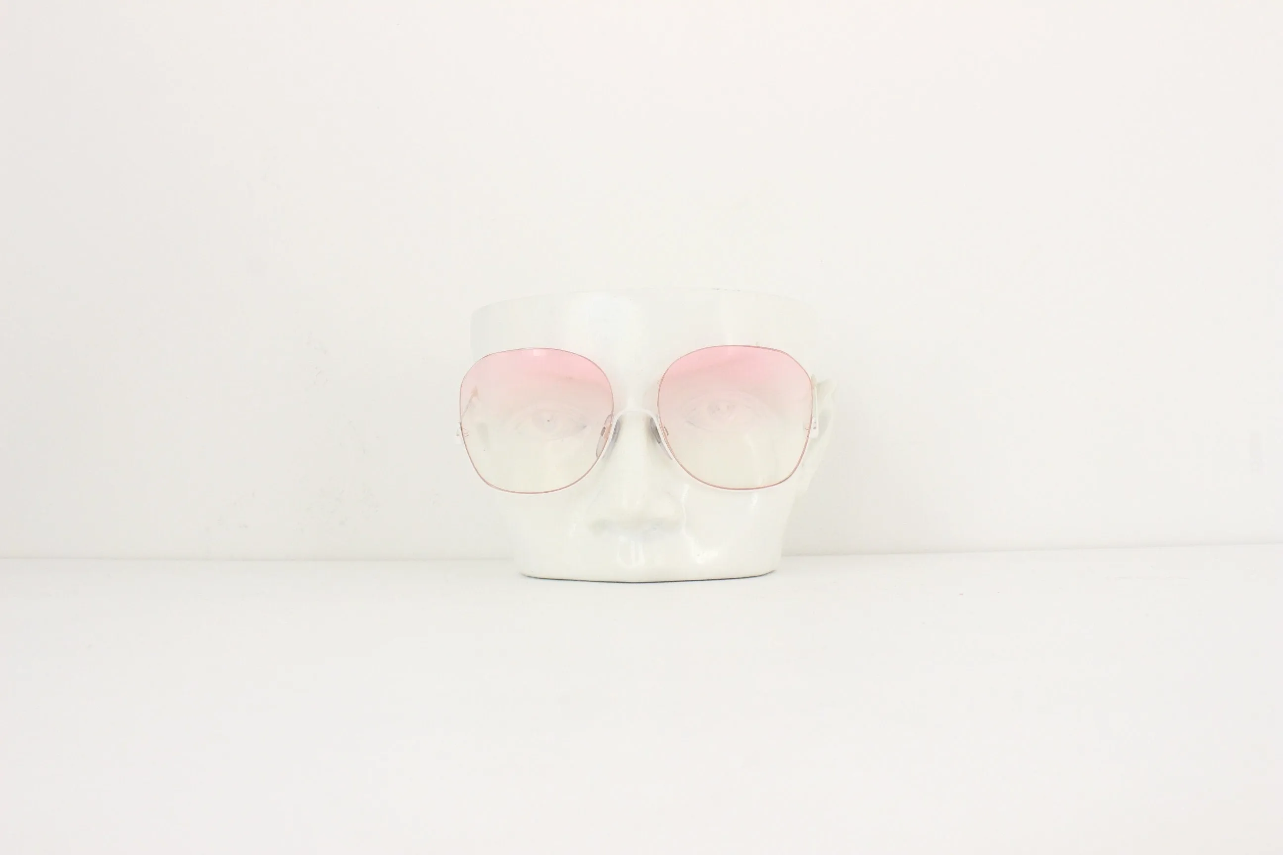 1970s European Pink Lens Half-Frame Sunglasses