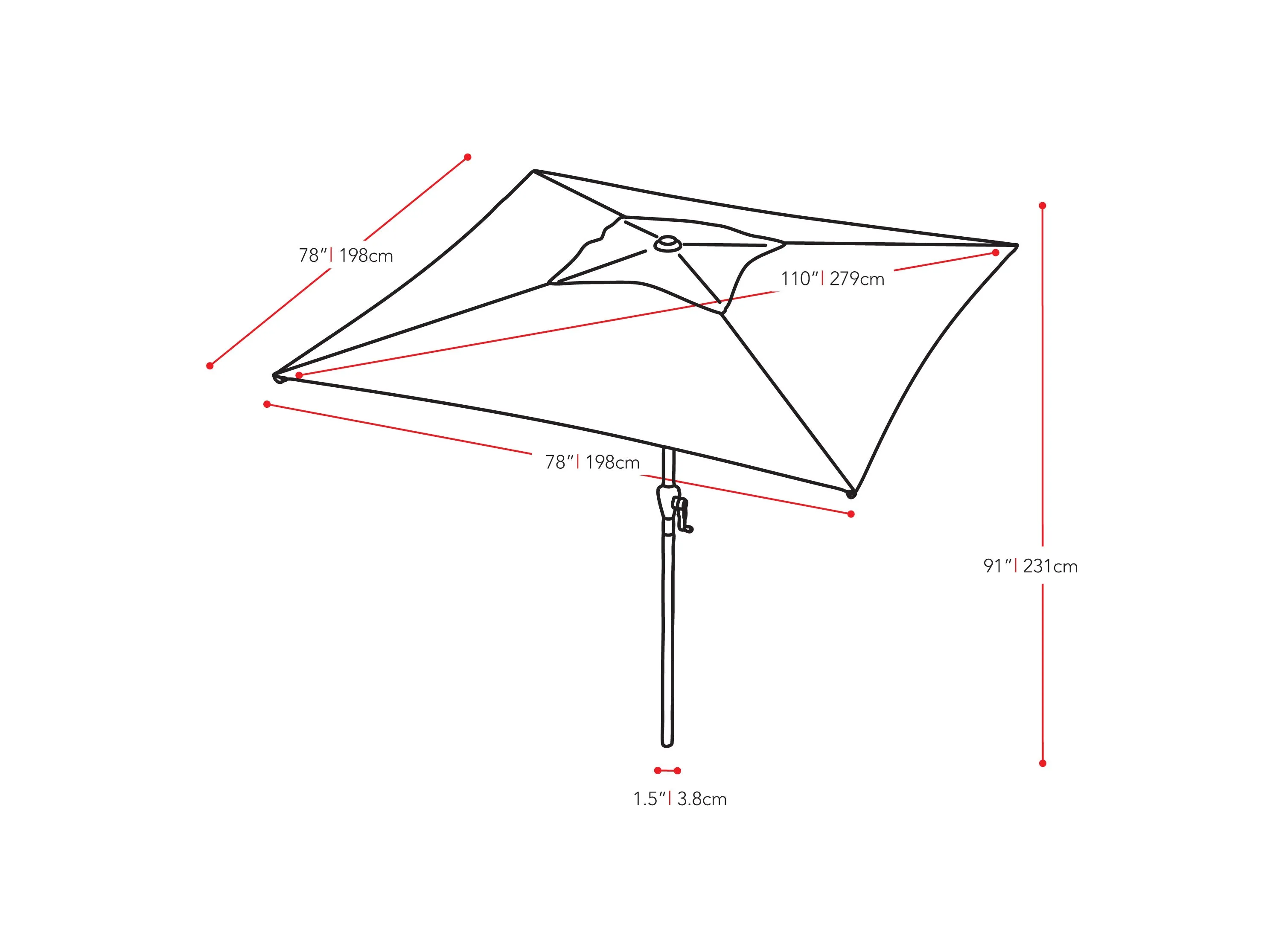9ft Orange Square Patio Umbrella
