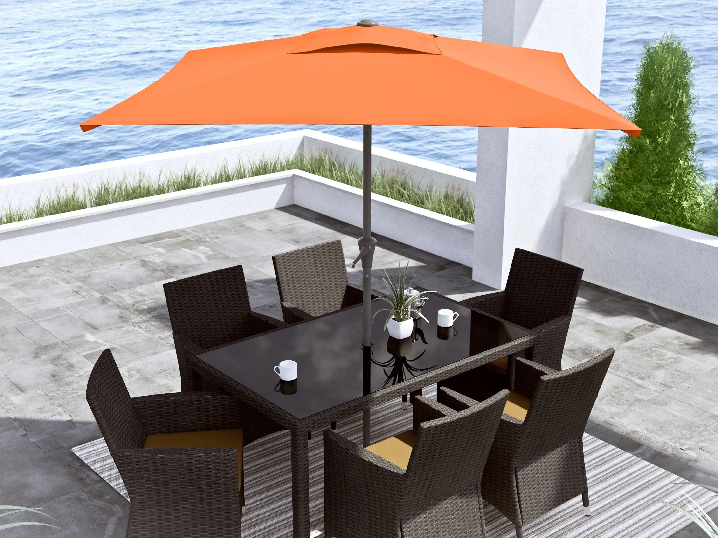 9ft Orange Square Patio Umbrella