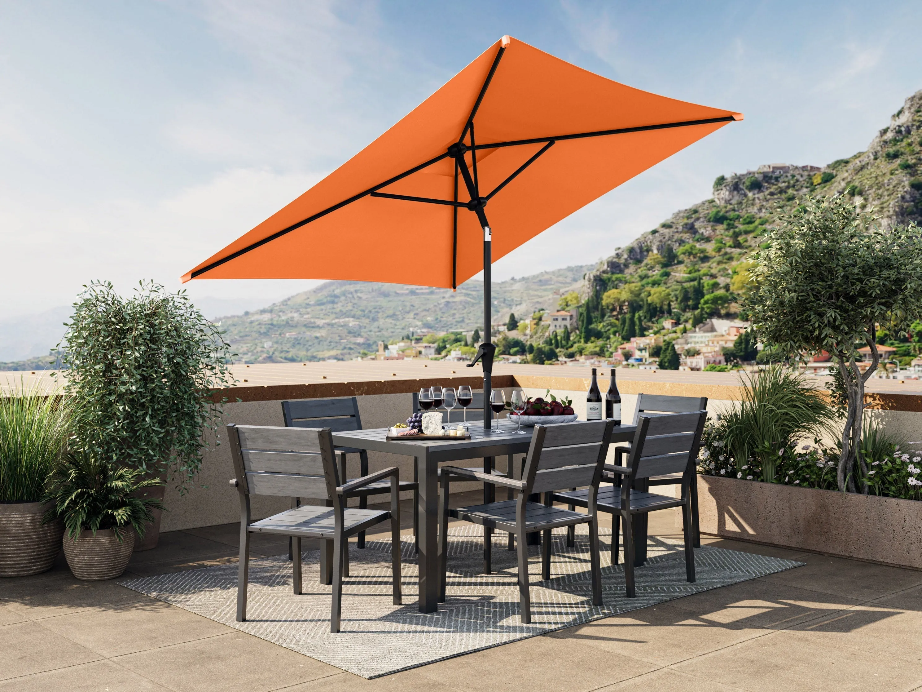 9ft Orange Square Patio Umbrella