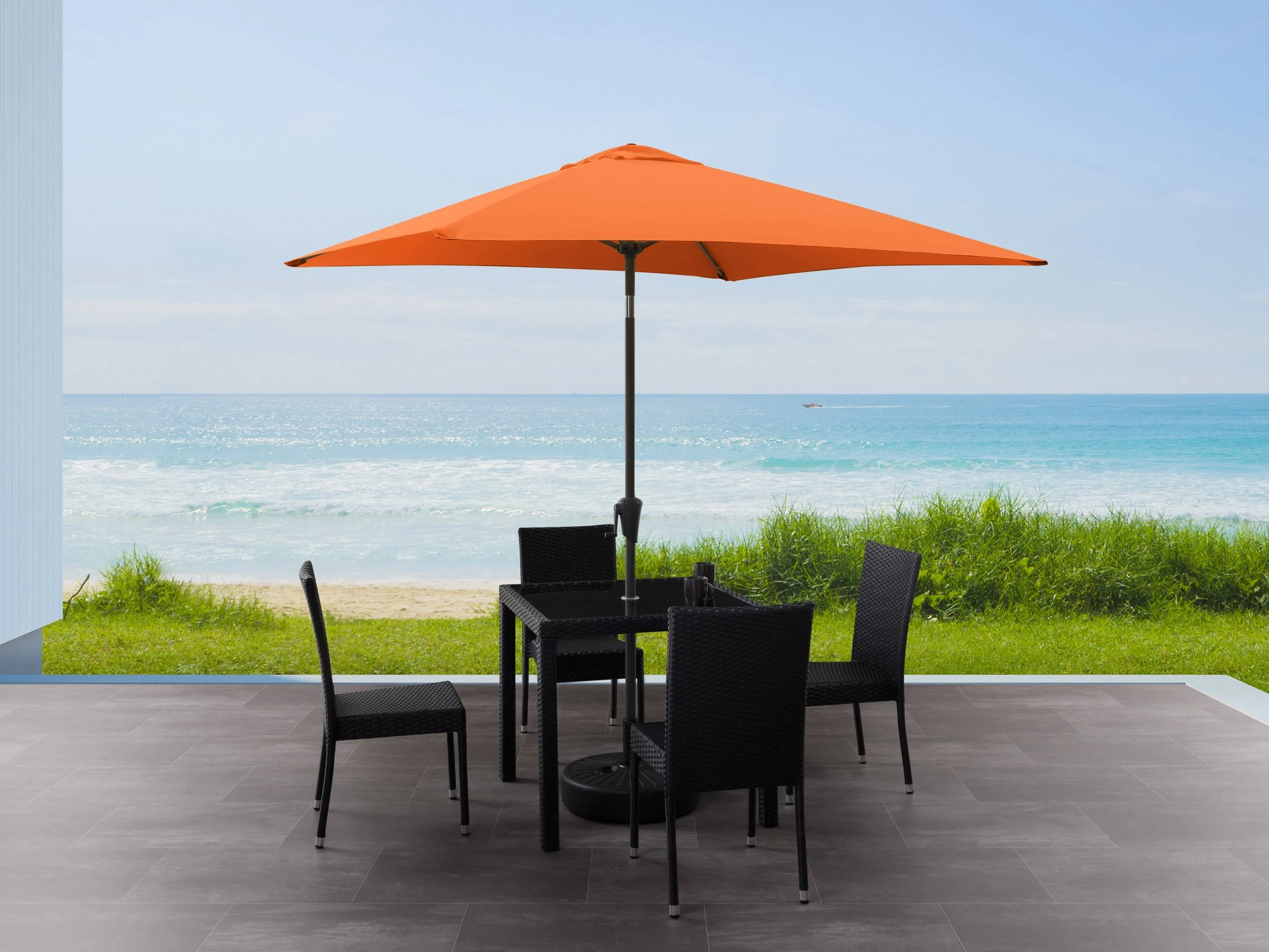 9ft Orange Square Patio Umbrella