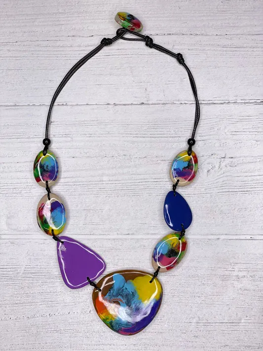 Alisha D resin beaded fluid acrylic painted statement necklace