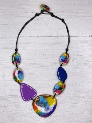 Alisha D resin beaded fluid acrylic painted statement necklace