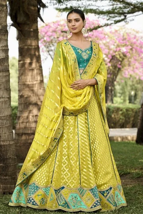 Amazing Green Color Crepe  Fabric Party Wear Lehenga
