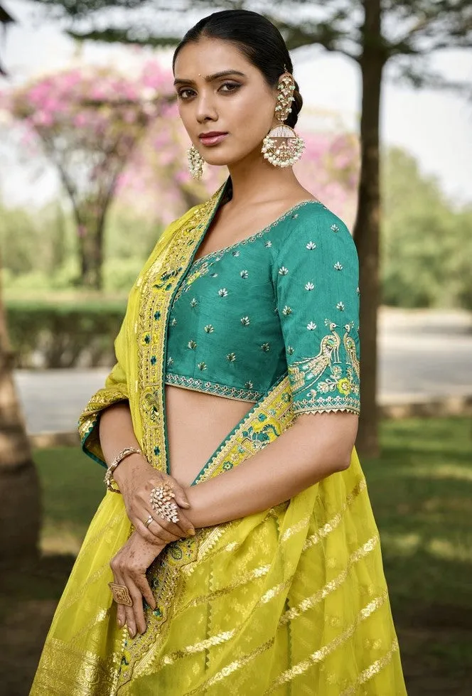 Amazing Green Color Crepe  Fabric Party Wear Lehenga