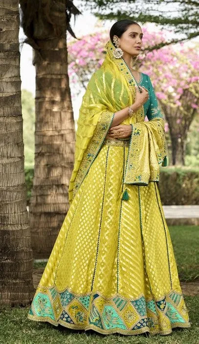 Amazing Green Color Crepe  Fabric Party Wear Lehenga