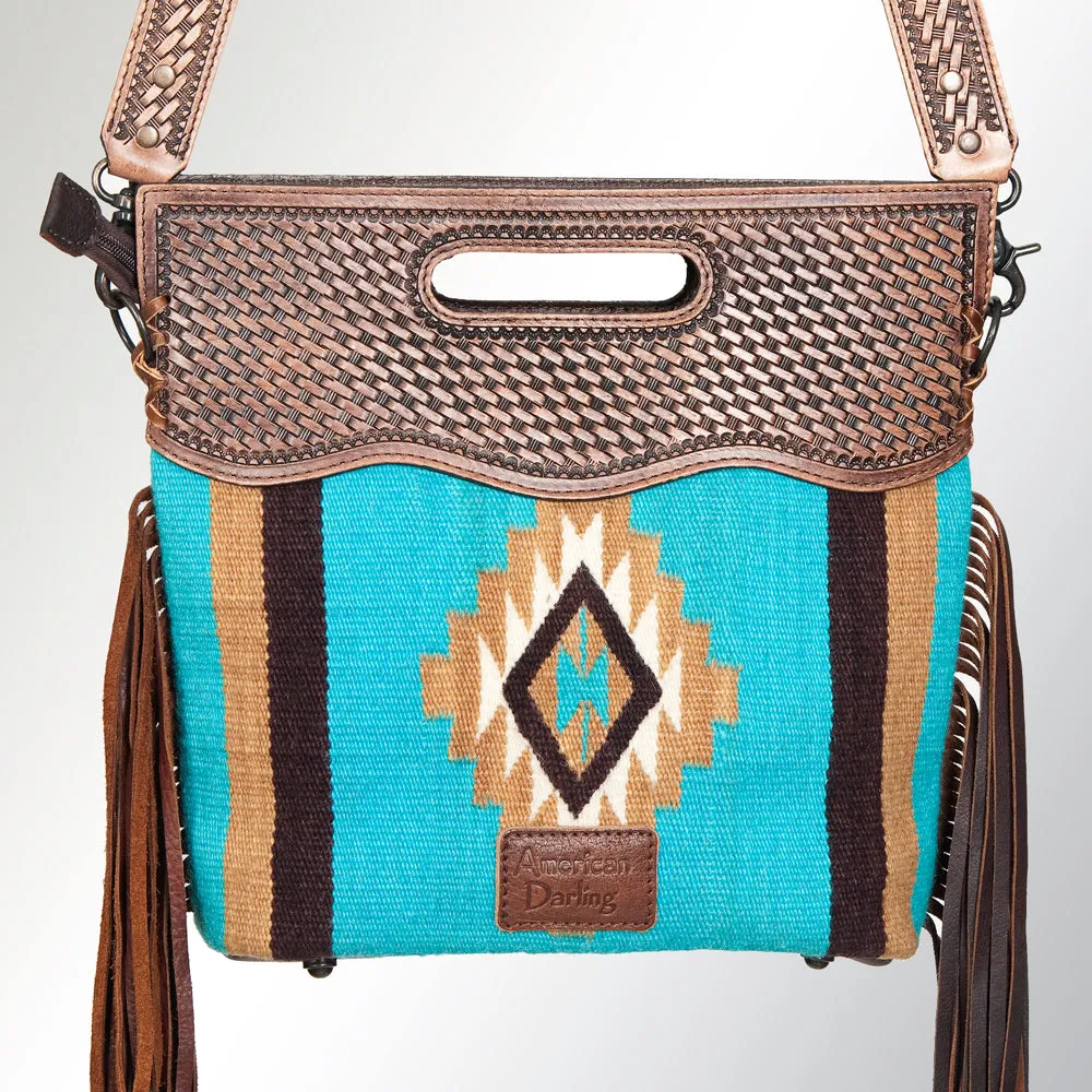 American Darling ADBG265BR Tote Saddle Blanket Genuine Leather Women Bag Western Handbag Purse