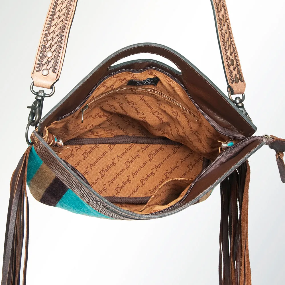 American Darling ADBG265BR Tote Saddle Blanket Genuine Leather Women Bag Western Handbag Purse