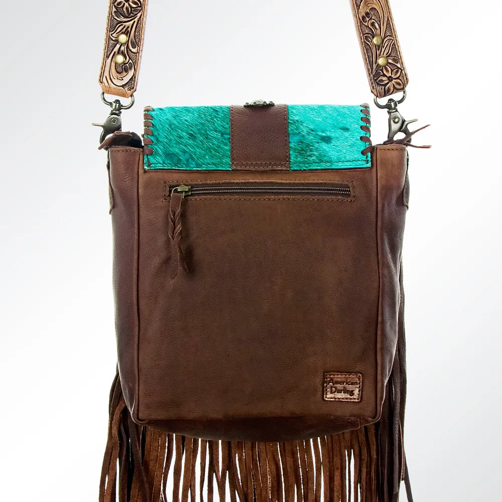 American Darling ADBG528TRQ2 Crossbody Hair-On Genuine Leather Women Bag Western Handbag Purse