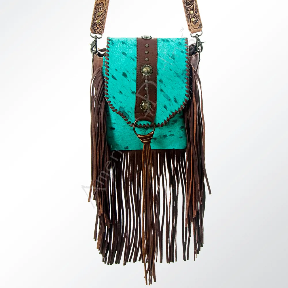 American Darling ADBG528TRQ2 Crossbody Hair-On Genuine Leather Women Bag Western Handbag Purse