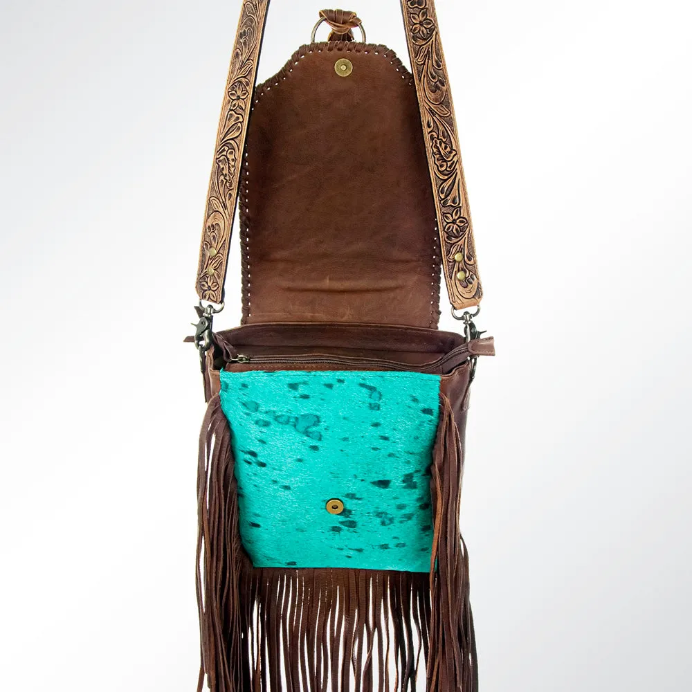 American Darling ADBG528TRQ2 Crossbody Hair-On Genuine Leather Women Bag Western Handbag Purse