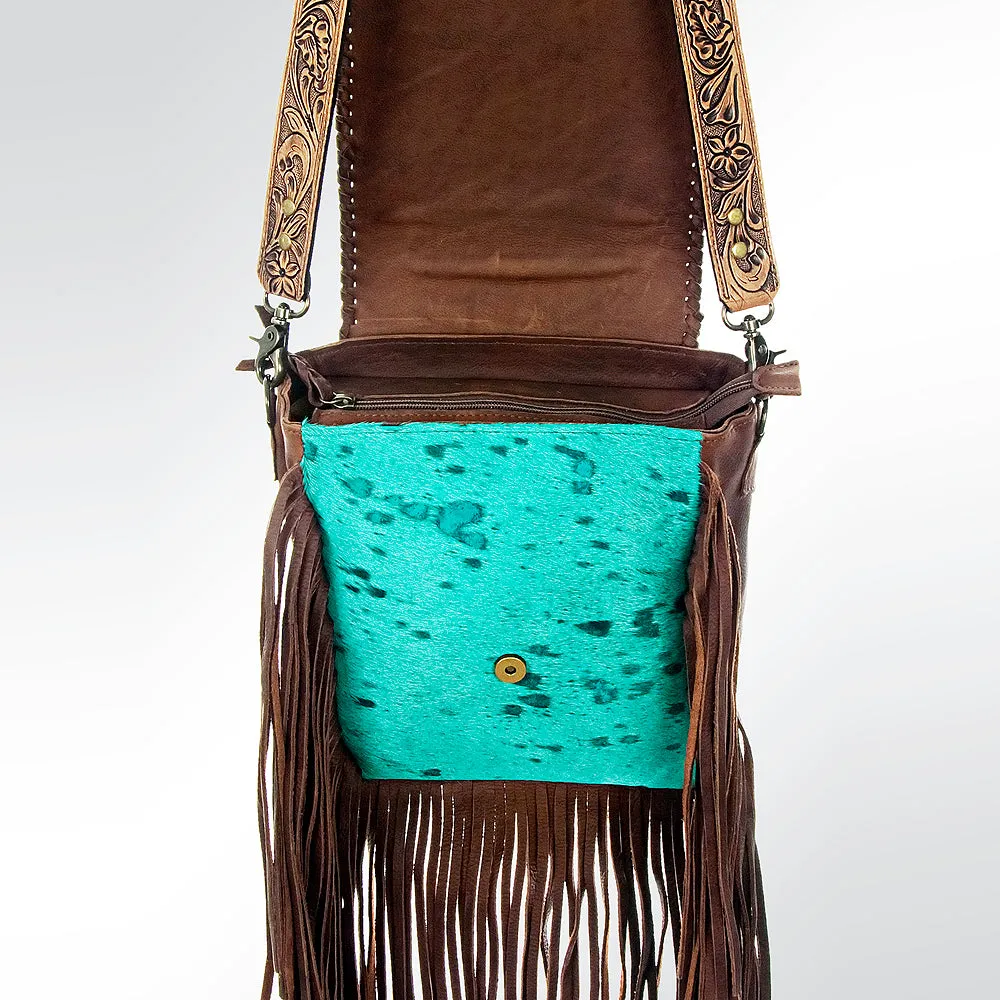 American Darling ADBG528TRQ2 Crossbody Hair-On Genuine Leather Women Bag Western Handbag Purse