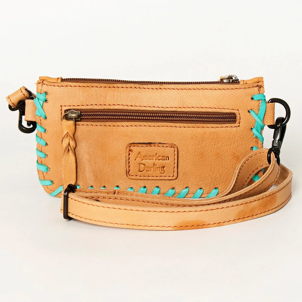 American Darling ADBGZ283A Wristlet Hand Tooled Hair-On Genuine Leather Women Bag Western Handbag Purse