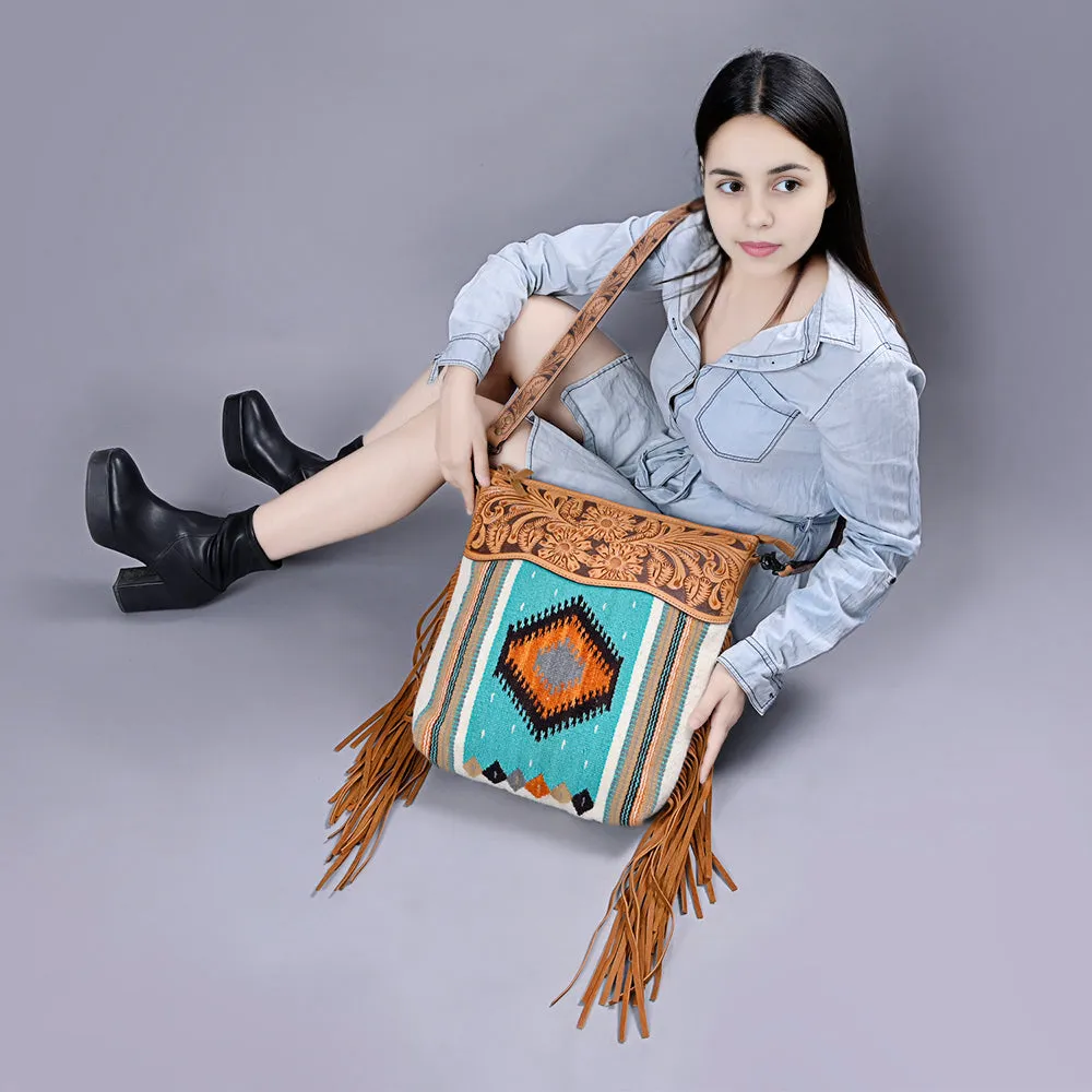 American Darling Signature Crossbody Hand Tooled Saddle Blanket Genuine Leather Women Bag Western Handbag Purse