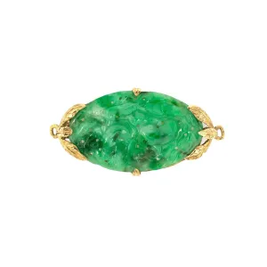 Art Nouveau Tiffany Green Jadeite Leaf Pin