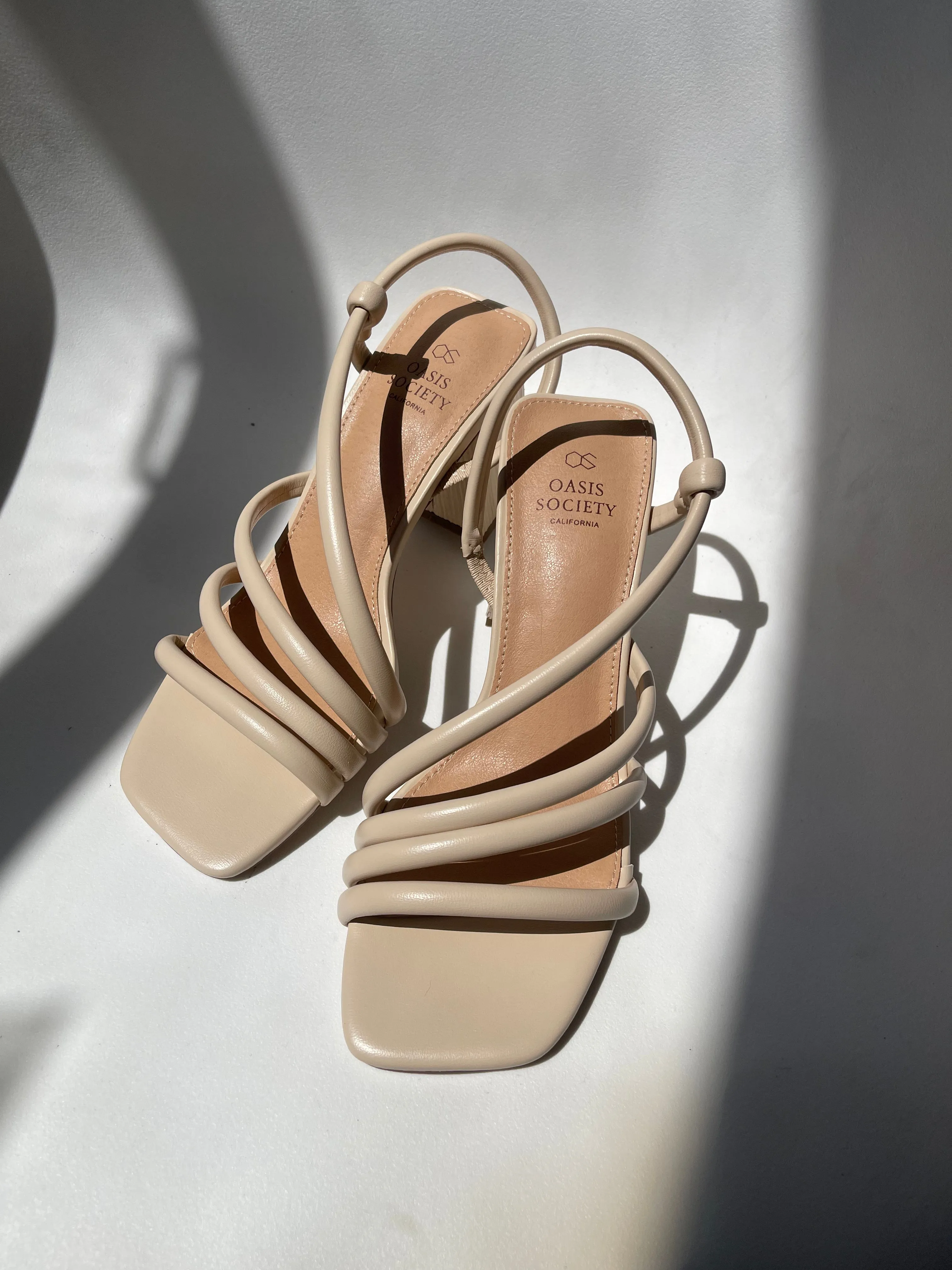 Ashley Wooden Heel Strap Sandal In Taupe