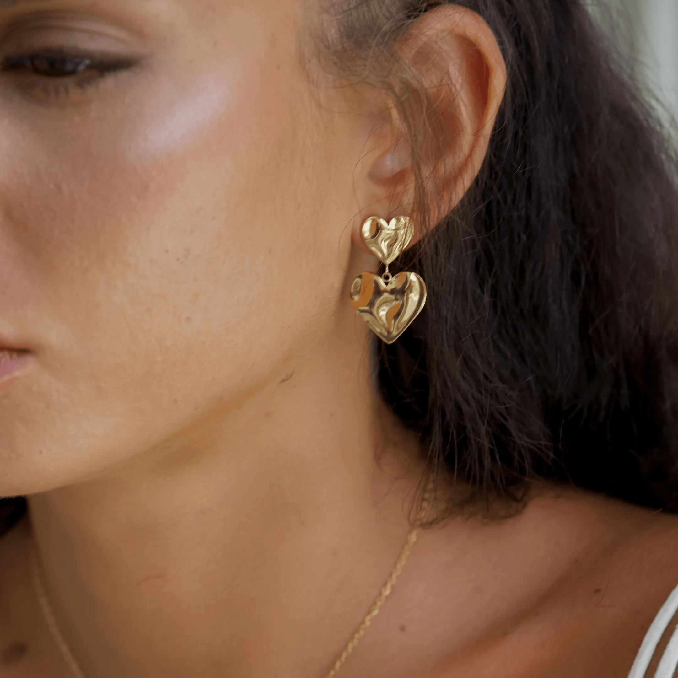 Asmara Heart Earrings - Gold