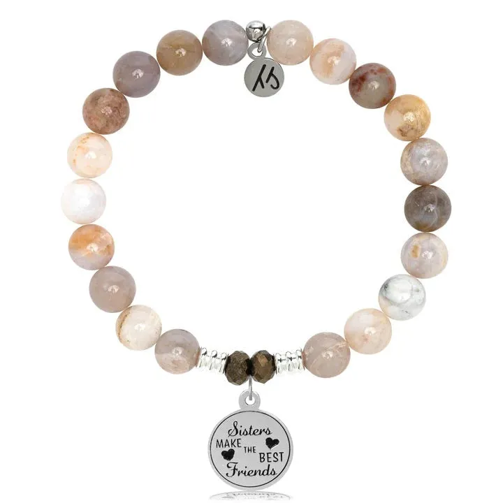 Australian Agate Stone Bracelet with Sister's Love Sterling Silver Charm