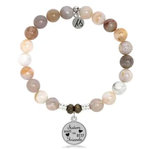 Australian Agate Stone Bracelet with Sister's Love Sterling Silver Charm