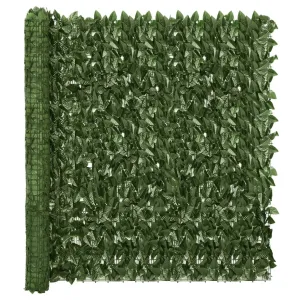Balcony Screen with Dark Green Leaves 400x150 cm