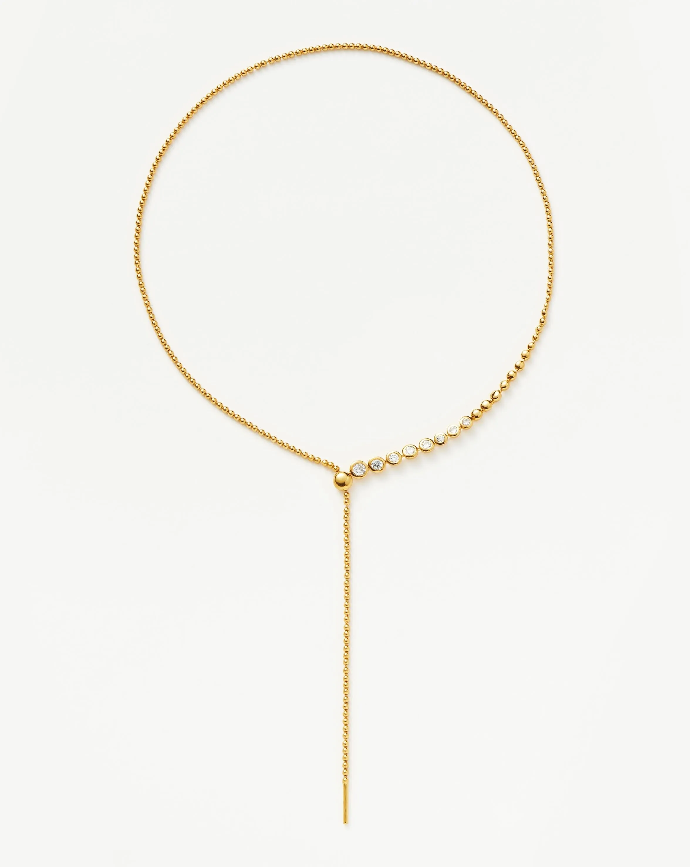 Beaded Stone Slider Lariat Necklace | 18ct Gold Vermeil/Cubic Zirconia