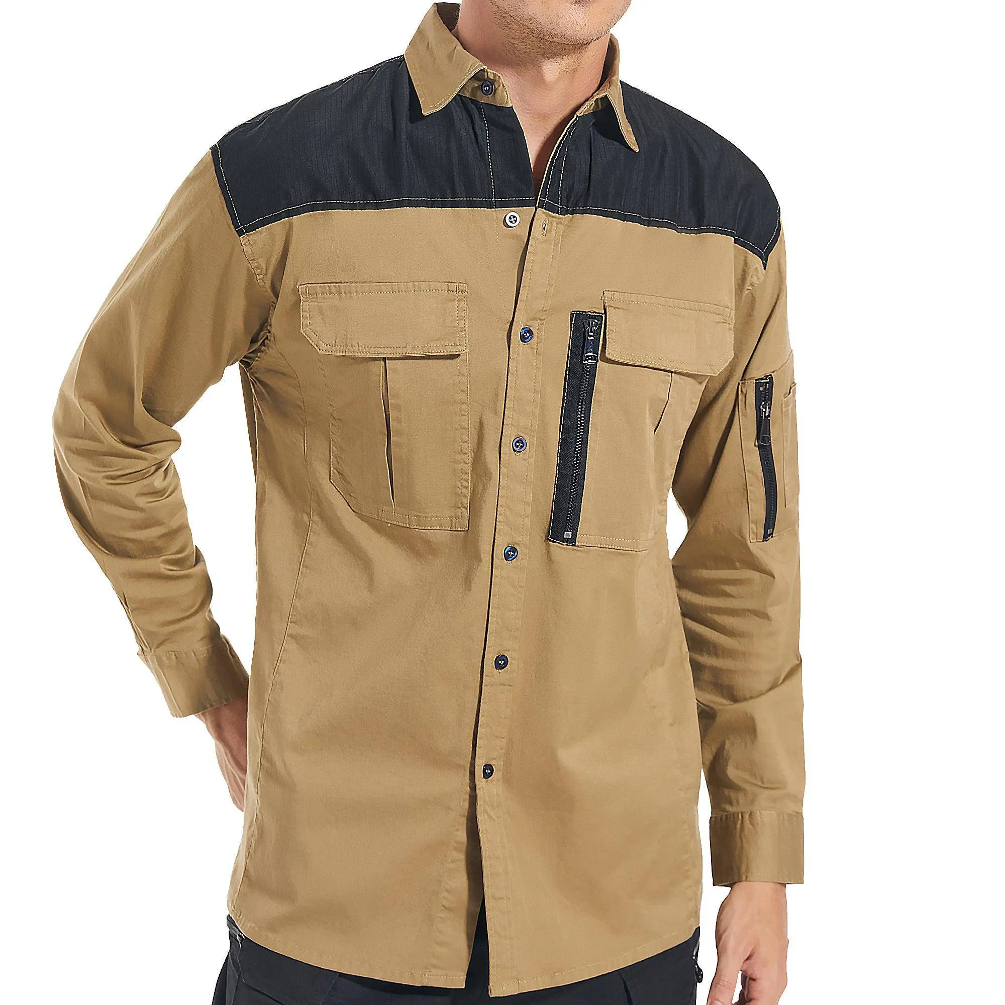 Big Bee ZIP Mens Work Shirts, Stretch Cotton