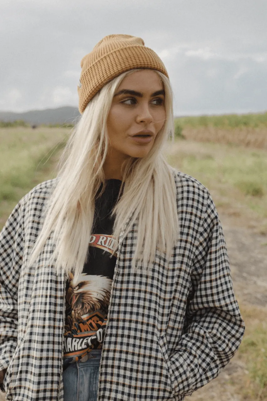 BILLY BONES CLUB WAFFLE KNIT BEANIE - KERNAL MUSTARD