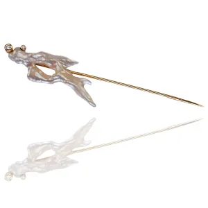 Biwa Pearl & Diamond 'Abstract' Pin