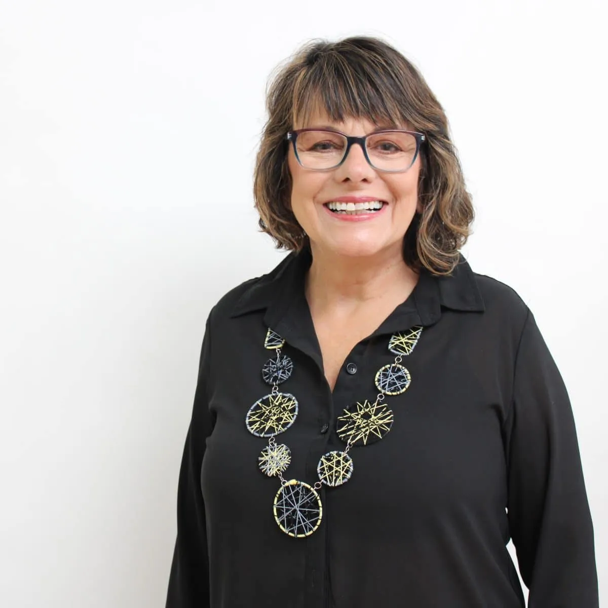 Black and Yellow Threads Paula Statement Necklace