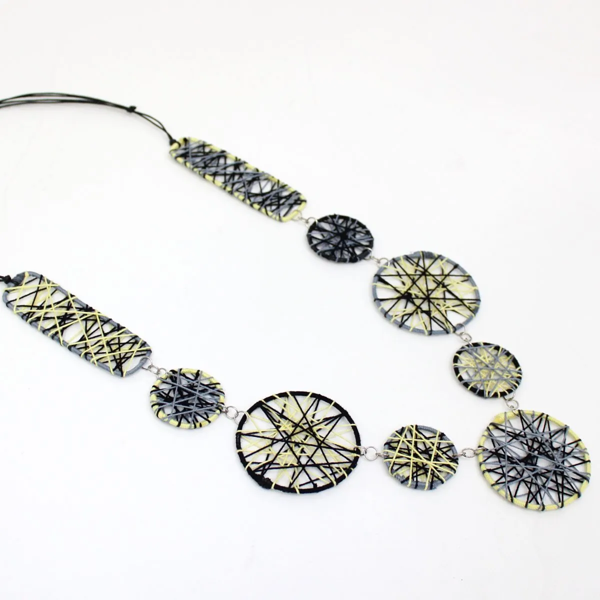 Black and Yellow Threads Paula Statement Necklace