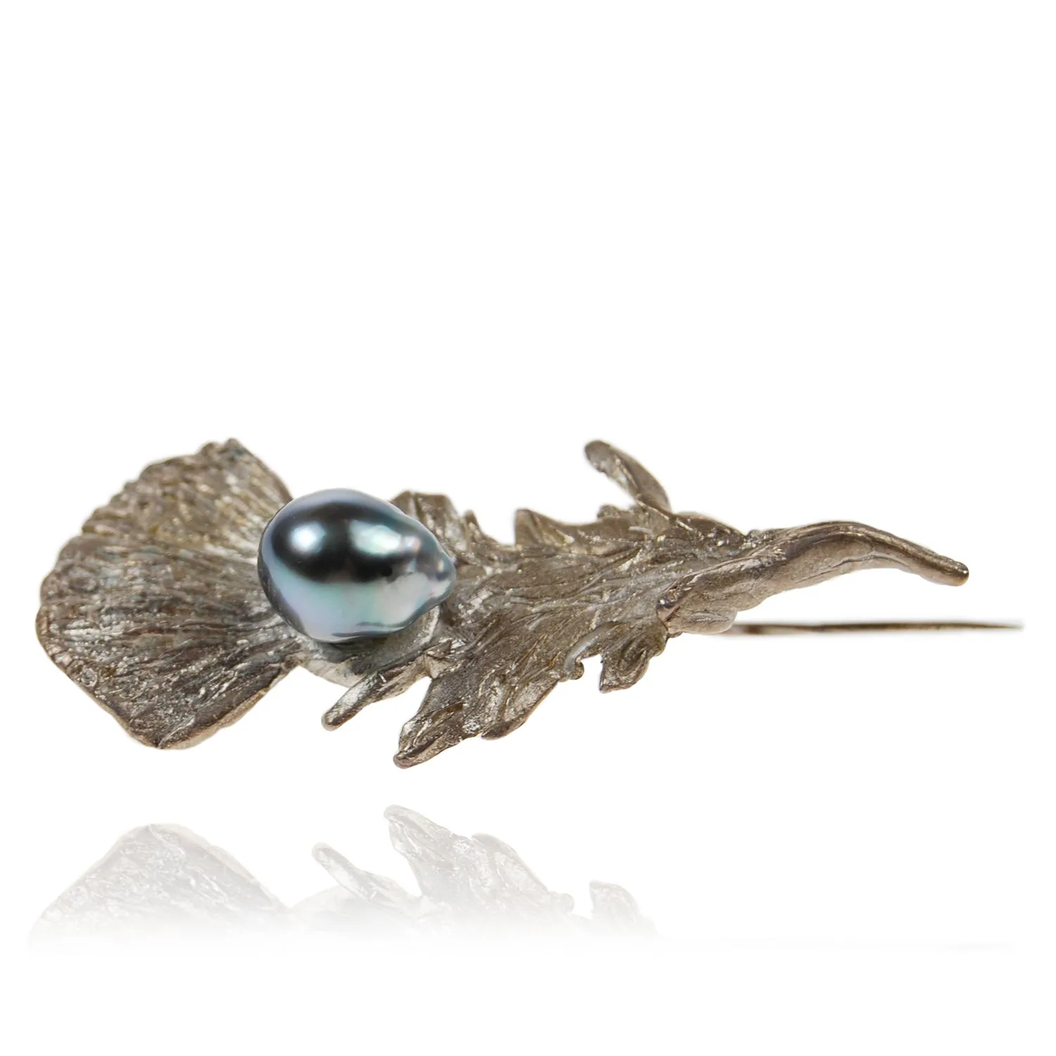 Black Tahitian Pearl & Thistle Tie Pin