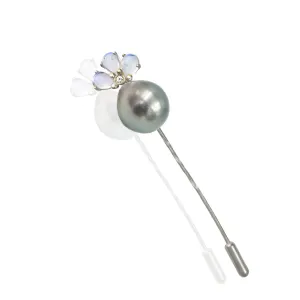 Blue Tahitian Pearl, Diamond & Moonstone Tie Pin