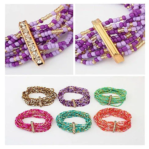 Bohemian Bead Bracelet in Springy Colors