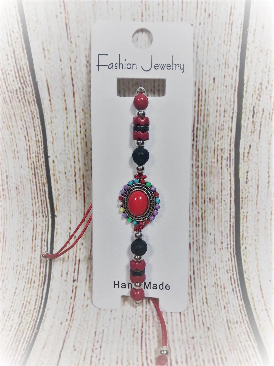 Bohemian Pull String Bracelet Semiprecious Stone Assorted Colors