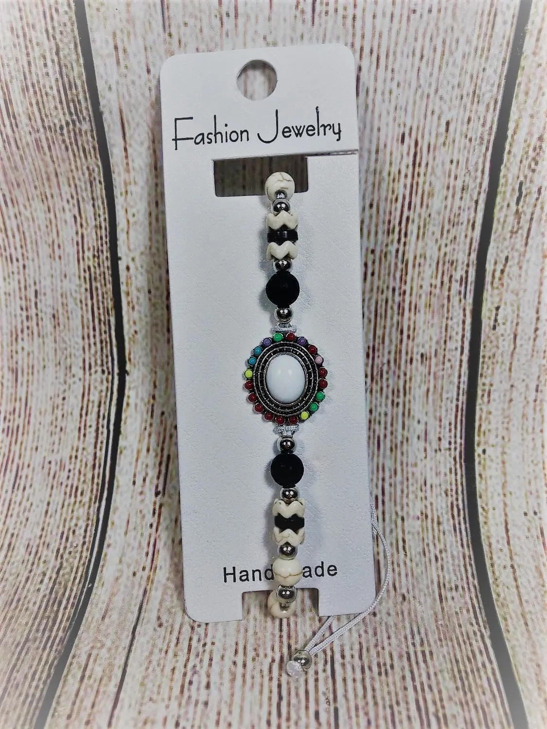 Bohemian Pull String Bracelet Semiprecious Stone Assorted Colors