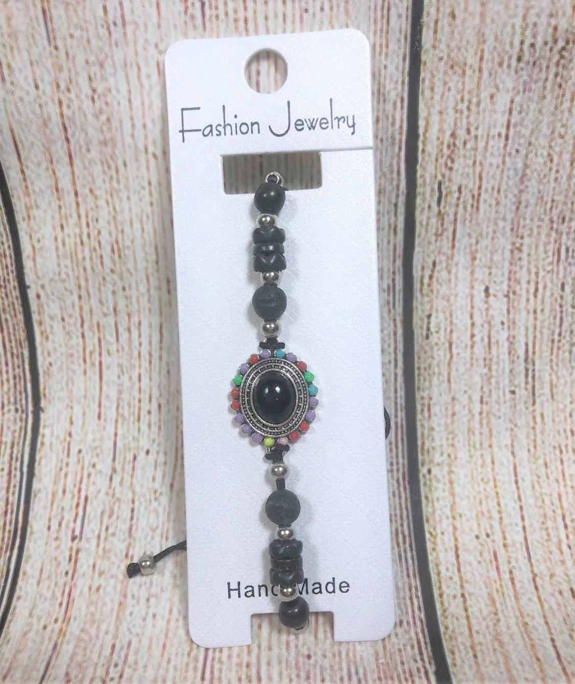 Bohemian Pull String Bracelet Semiprecious Stone Assorted Colors