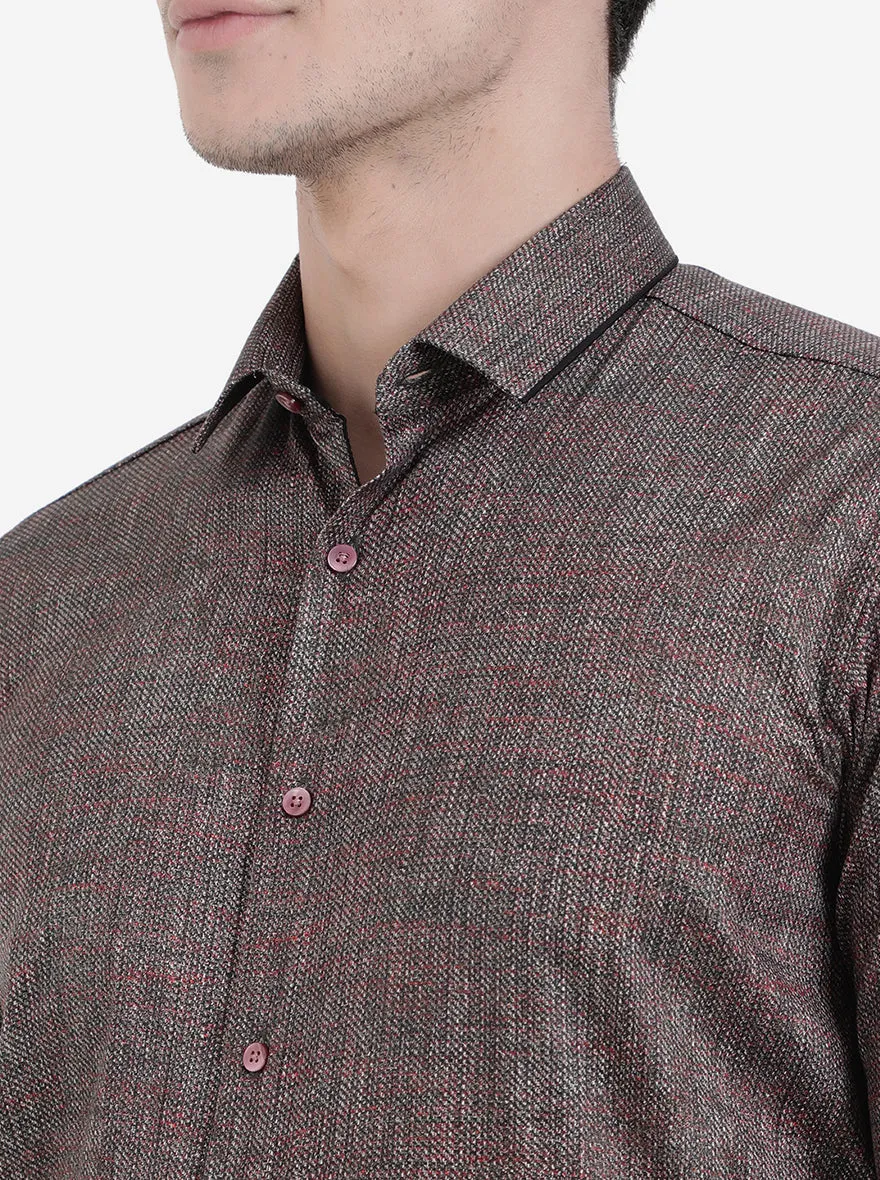 Brown & Maroon Solid Slim Fit Party Wear Shirt | JB Studio