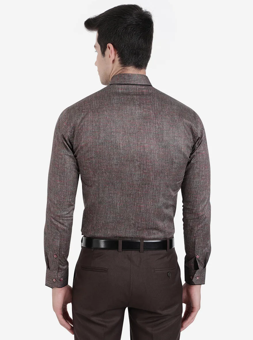 Brown & Maroon Solid Slim Fit Party Wear Shirt | JB Studio