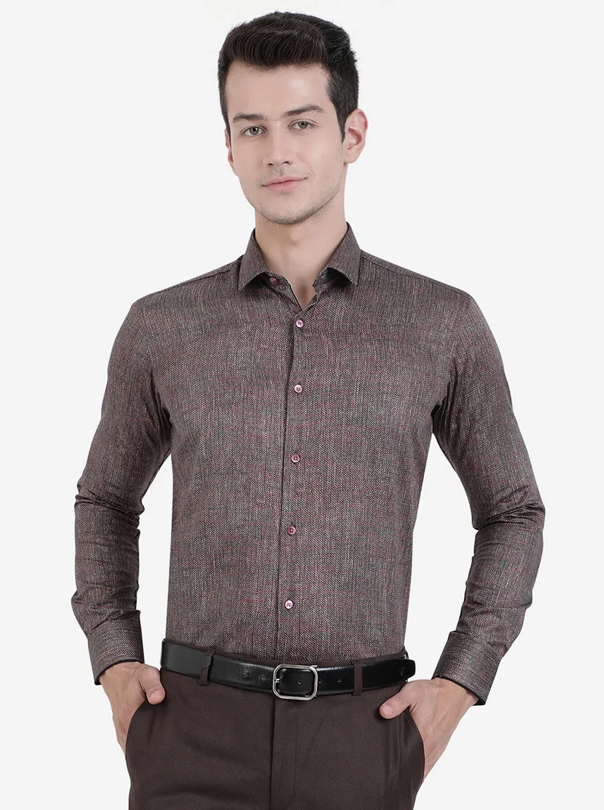 Brown & Maroon Solid Slim Fit Party Wear Shirt | JB Studio