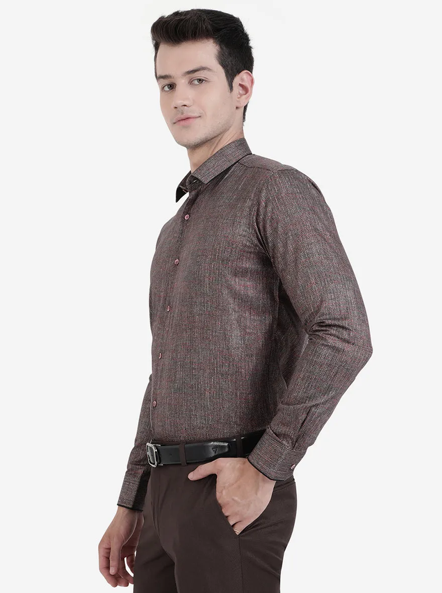 Brown & Maroon Solid Slim Fit Party Wear Shirt | JB Studio