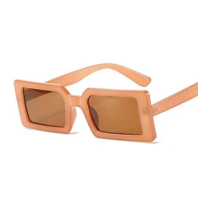 Brown Square Frame Slimline Sunglasses