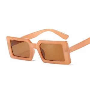 Brown Square Frame Slimline Sunglasses
