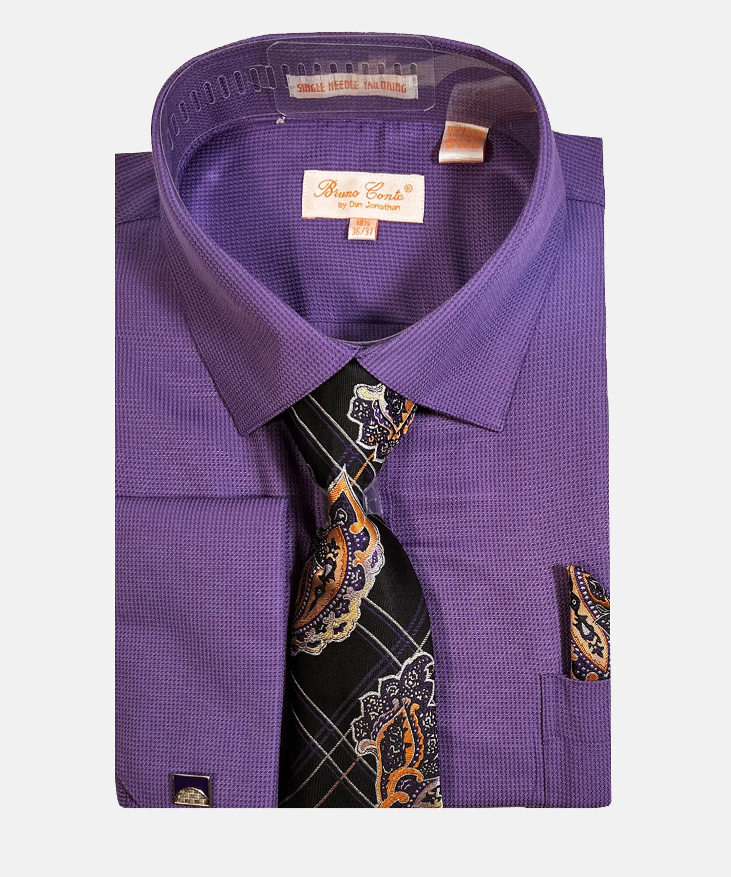 Bruno Conte Houndstooth Regular Fit Dress Shirt Combo - Purple